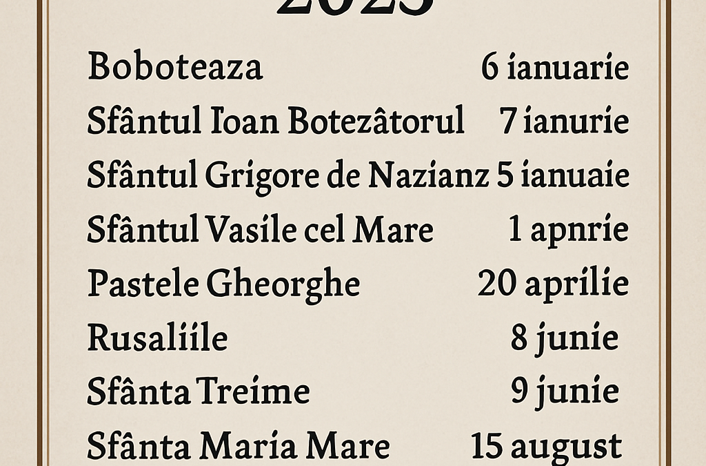 Calendar Ortodox 2025